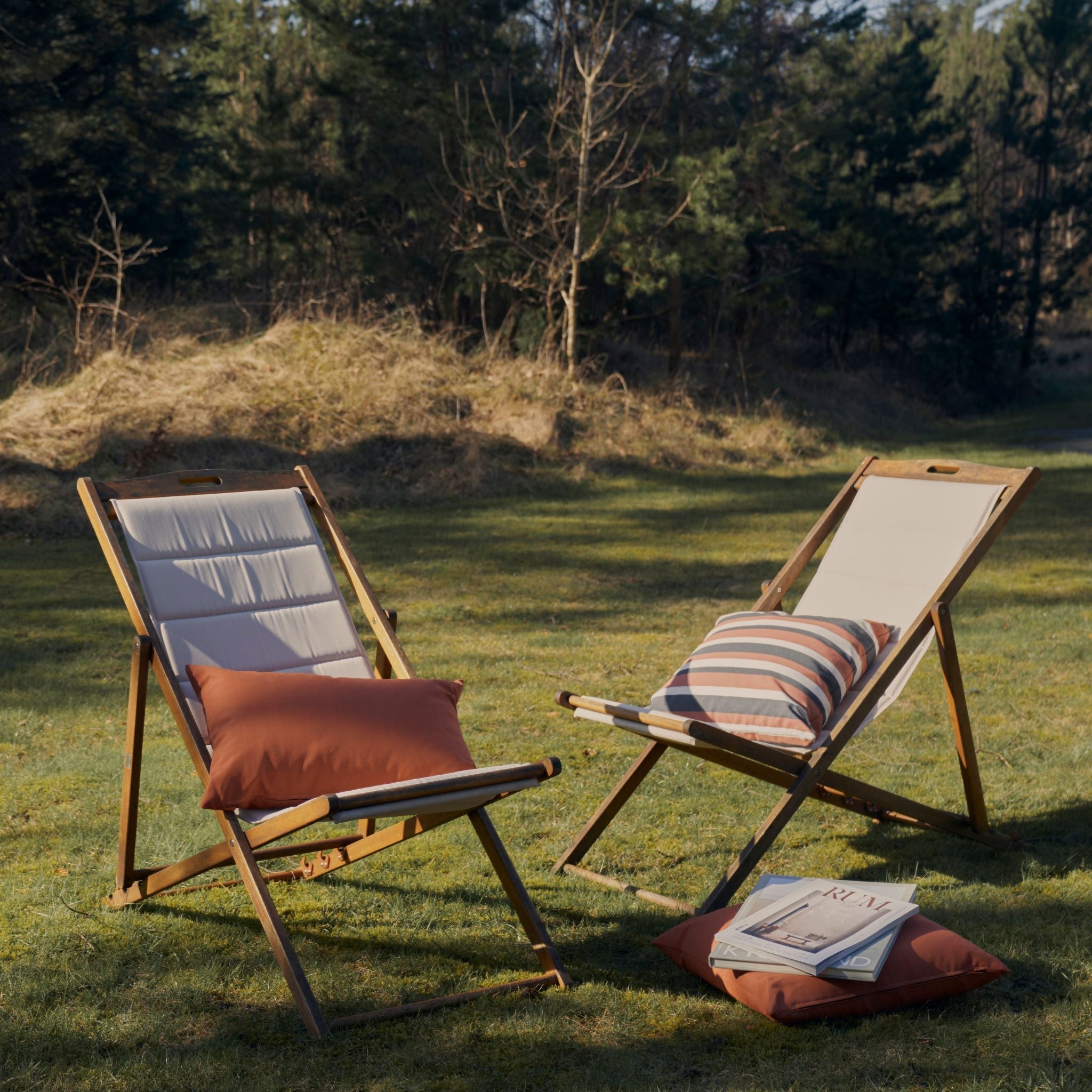 Poduszka outdoorowa - terakota/szary pasek - 40×60 cm